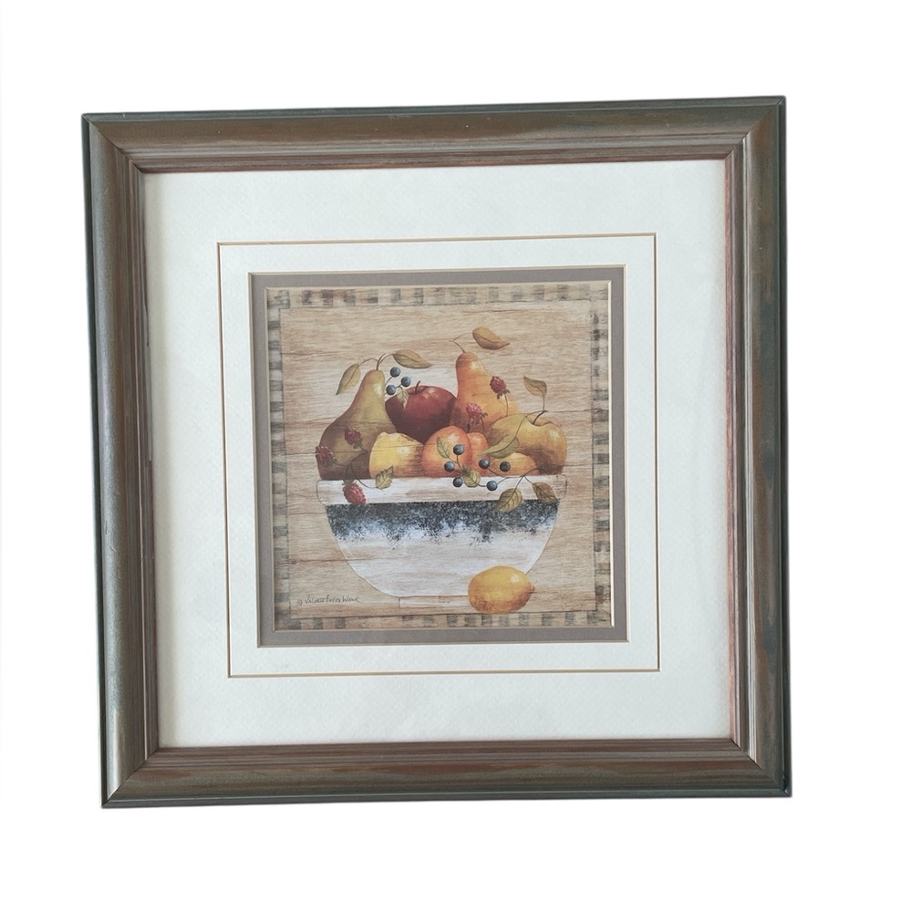 Fruit Bowl Framed Picture Fall Home Decor 12” X  12” By Valorie Evers Went